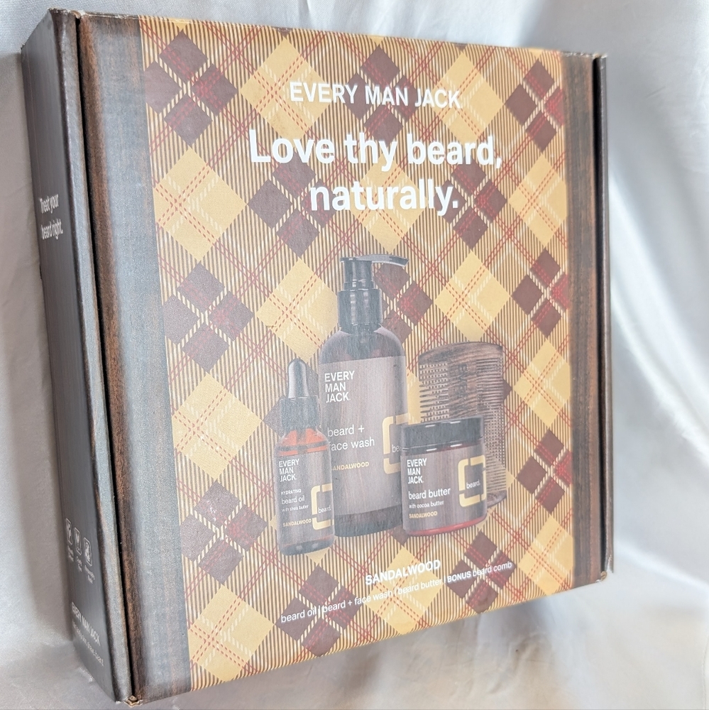 Every Man Jack x4 NWT Never Used Beard Care Coco Shea Butter Sandlewood Gift Box
